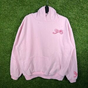 Fourteen Twelve Pink Embroidered Bow Hoodie Sweatshirt Coquette Size Large